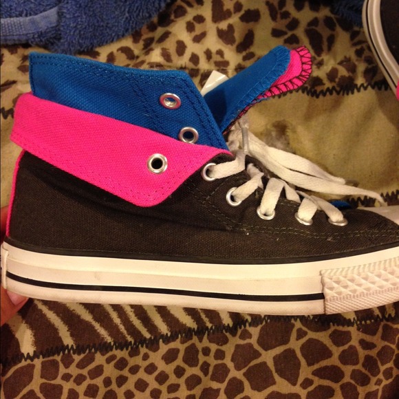 Brand new converse high top blue, pink and gray
