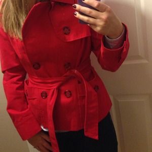 Cropped red peacoat