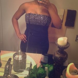 Dark blue dress with silver and gold studs