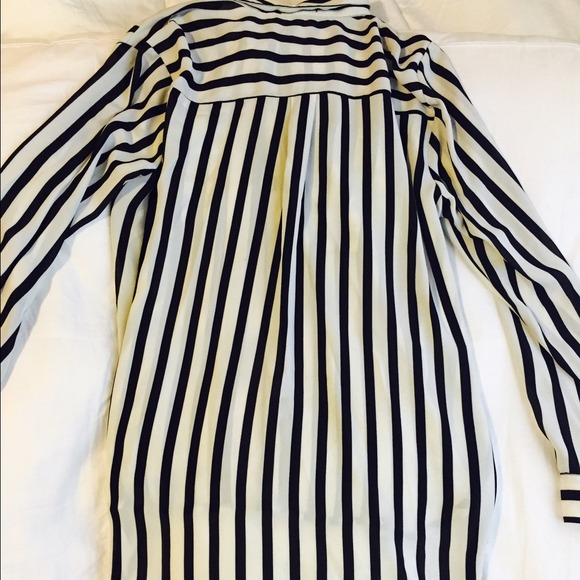 Long black and white stripped blouse w/ tail. - Picture 2 of 4