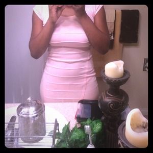Baby pink cotton bodycon dress