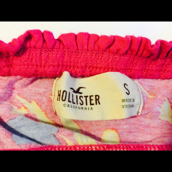 Really cute hot pink strapless top w/ flowers - Picture 3 of 4