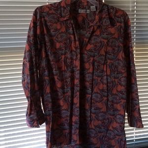 Cotton Paisley Salmon Print Blouse