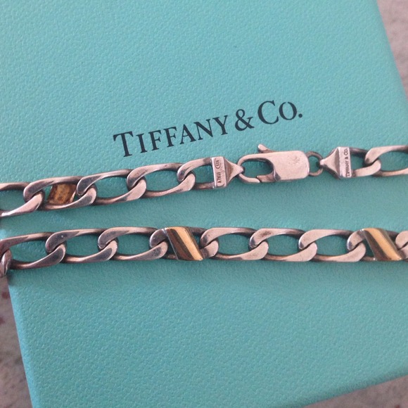 Authentic 18k gold sterling silver figaro link necklace - Picture 3 of 4