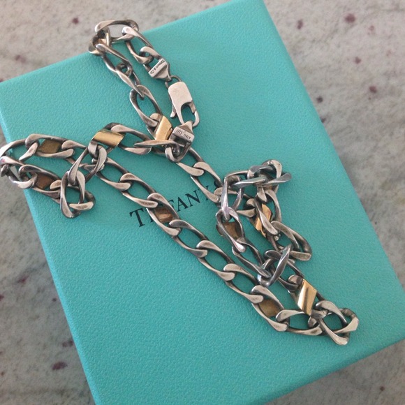 Authentic 18k gold sterling silver figaro link necklace - Picture 4 of 4