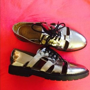 Topshop metallic cutout shoes