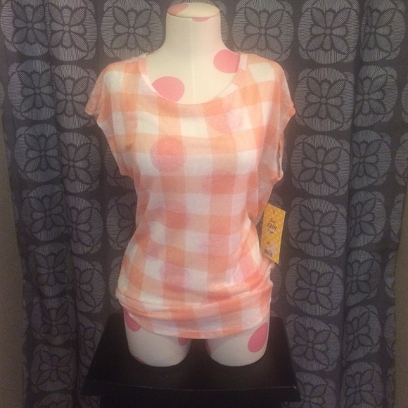 Keds brand orange plaid tshirt. Size large.