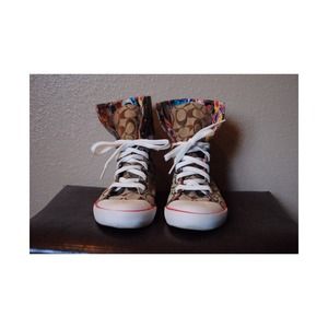 Coach Multi Color High Top/Fold Sneakers