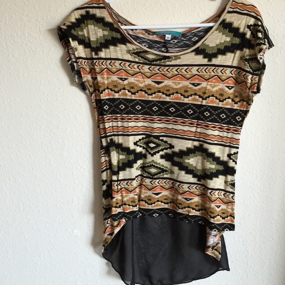 Aztec Chiffon/Cotton See-Thru Back Tee