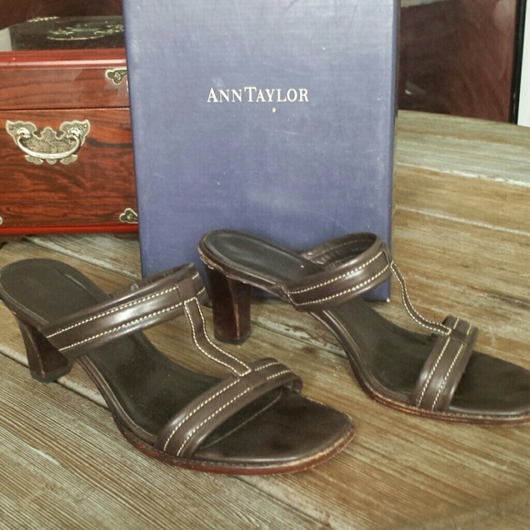 Ann Taylor Brown Leather Sandals with Heels