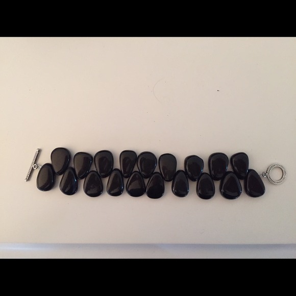 Black Bracelet w/Antique Look Sterling Silver - Picture 2 of 4