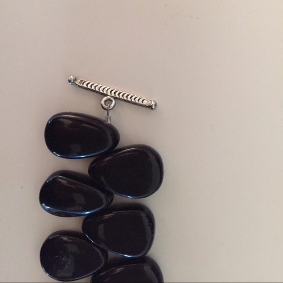 Black Bracelet w/Antique Look Sterling Silver - Picture 3 of 4