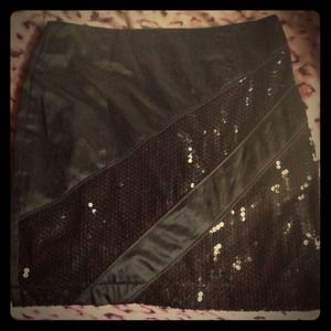 Sequined black mini skirt