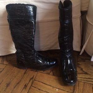 Dolce and Gabbana fleece lined patent boots