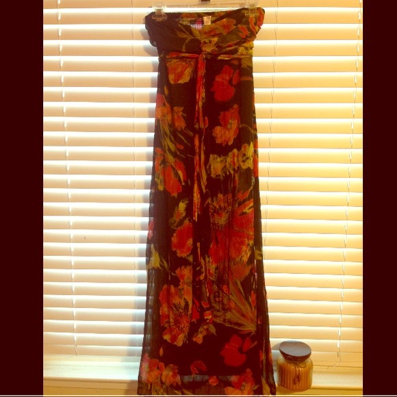 Floral tube top long dress