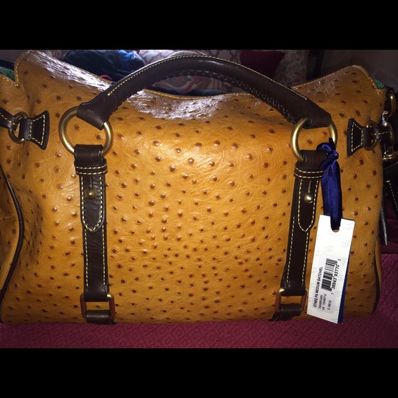 Dooney & Bourke Ostrich Satchel Natural - Picture 2 of 4