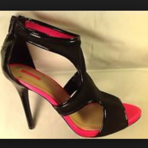BCBG Paris stiletto sandals in hot pink and black