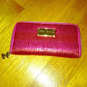 Betsey Johnson pink sequin wallet