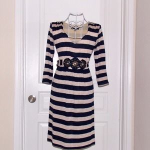 Navy and Oatmeal Dress