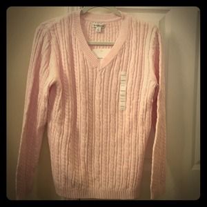 Light pink cable knit Croft and Barrow sweater