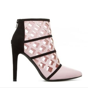 Pink and black booties