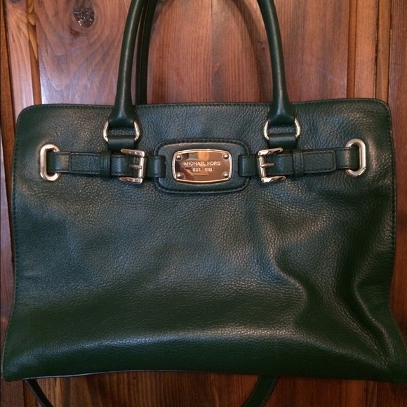 Deep forest green leather Michael Kors purse