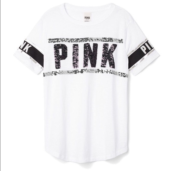Pink curved hem bling tee!! ✨👍💖💎