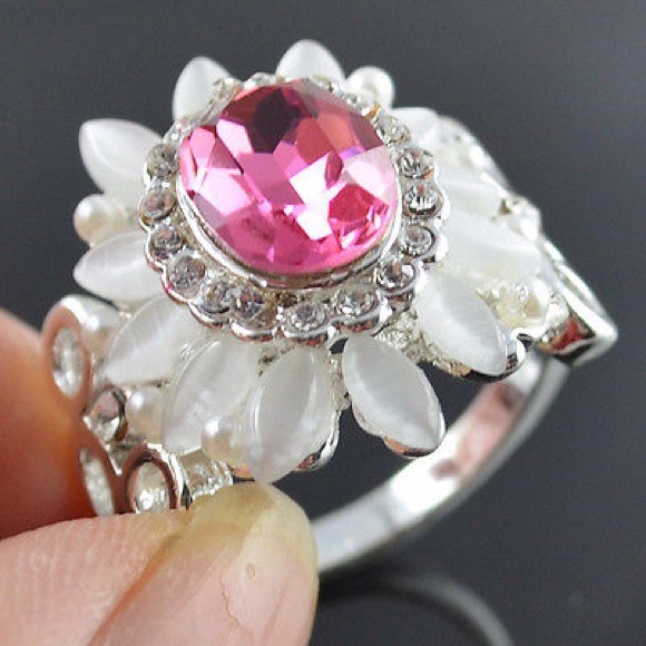 Jewelry - White & Garnet cz s80 silver ring