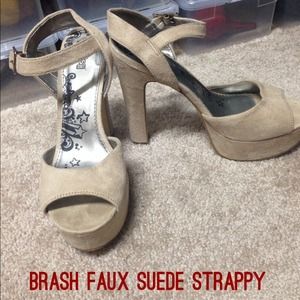 Faux suede strappy heels
