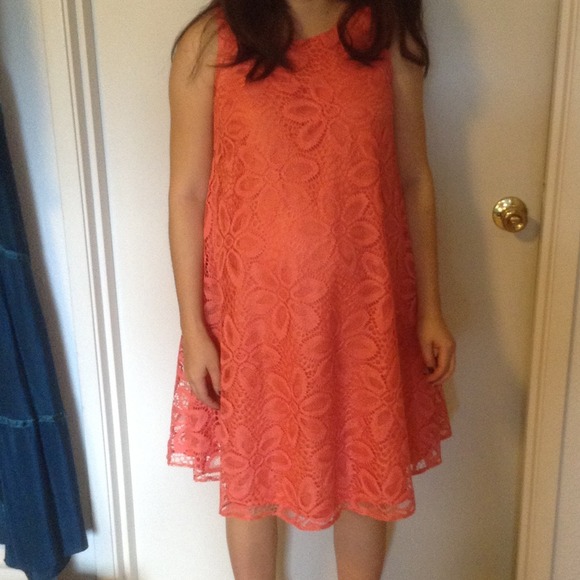 ASOS maternity coral floral pattern A-line cut.