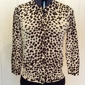 J. Crew Wool Animal Print Cardigan