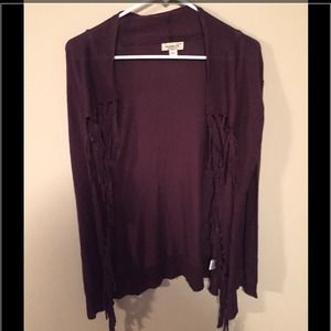 Fringe maroon sweater.