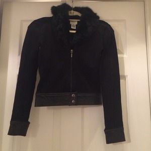 Flash Sale Fur Collar Black Jacket