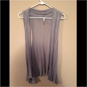 Grey long sleeveless cover up.
