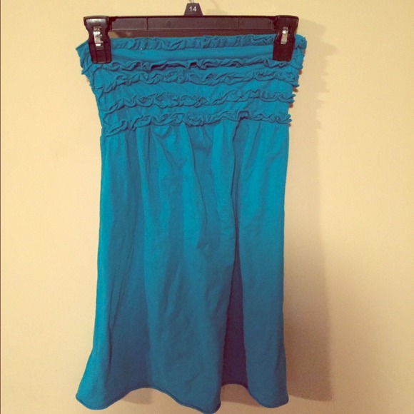 Blue swimsuite cover up.