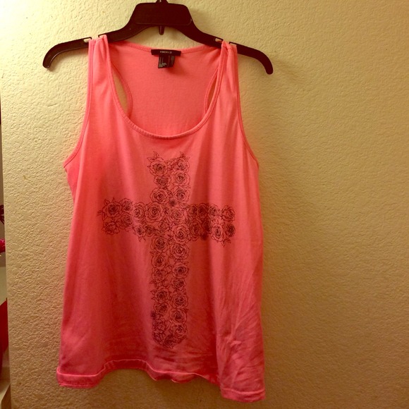 flower cross pink tanktop
