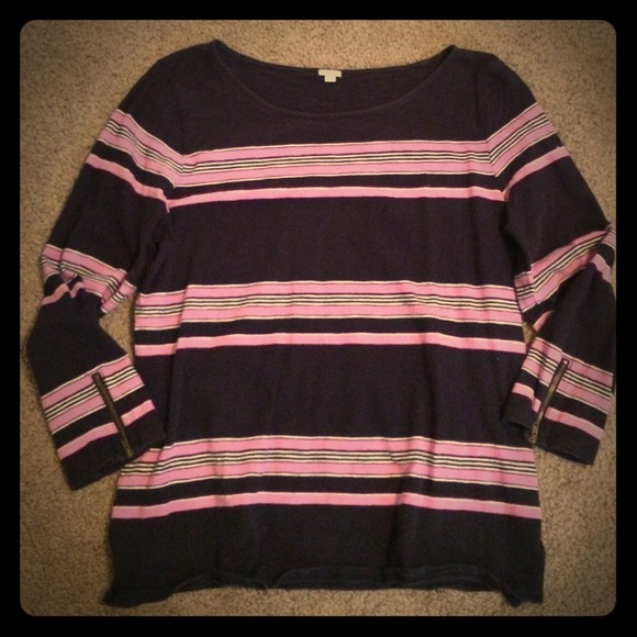 🎉Reduced🎉 Large 3/4 Zip Sleeve J CREW cotton top - Picture 1 of 3
