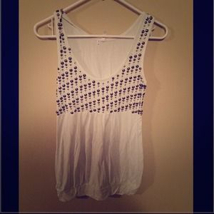 White long tank top or dress with beaded top.