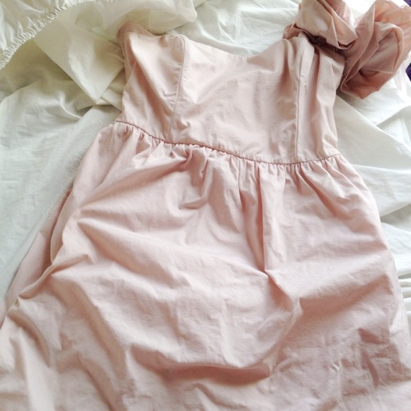 Pink Short Dress With Rose Strap
