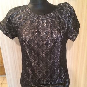 Marc Jacobs black brocade lace couture style top