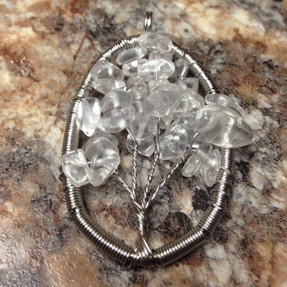 2'' Natural Crystal Tree of Life Wire Wrap Pendant