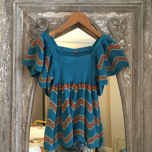 Free People Chevron Knit Top