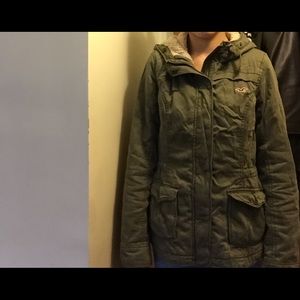 Hollister fur utility jacket Olive Green size M
