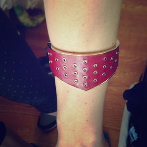House of Harlow Gold and Red Leather Triangle Cuff