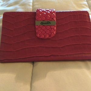 Hot pink faux alligator super checkbook wallet