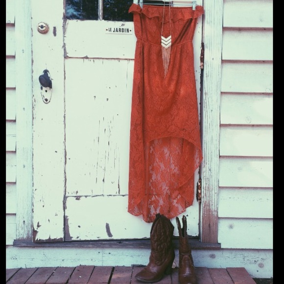 Rustic orange lace dress