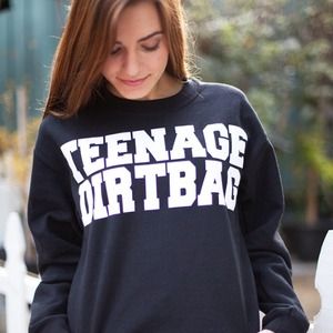 Black Fresh Tops Teenage Dirtbag Crewneck