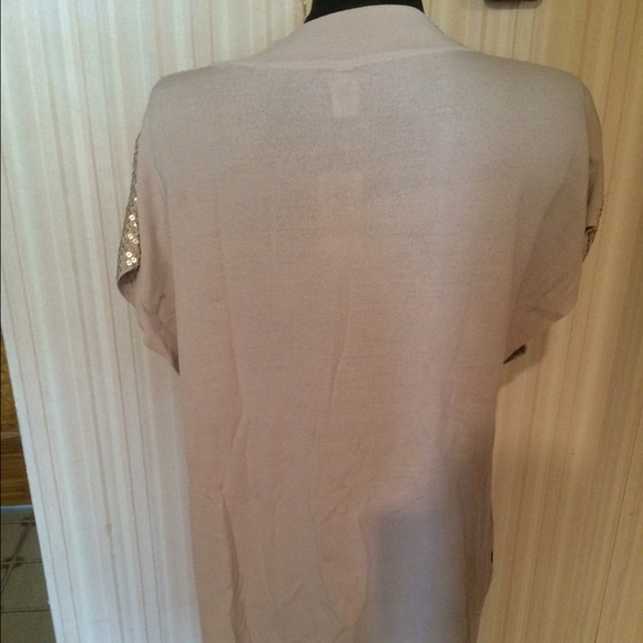 Elegant gold sequined open v-neck tunic - one size - Picture 3 of 4