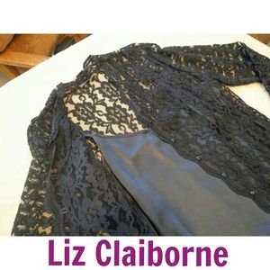 Black Lace Top with Silky Camisole (2 pieces)