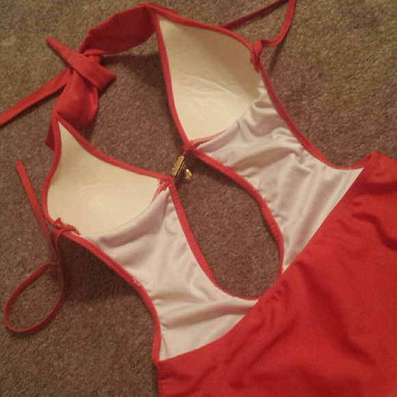 Coral Rhinestone Bathing Suit - Picture 3 of 3